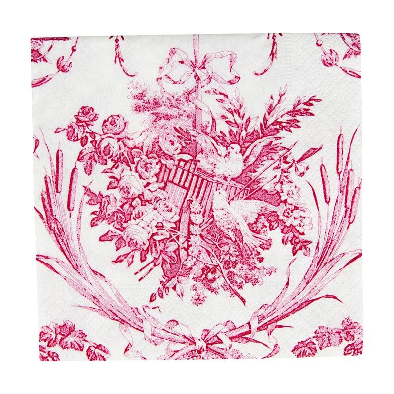 Caspari Romantic Toile Rose Cocktail Napkins - 20 Per Package