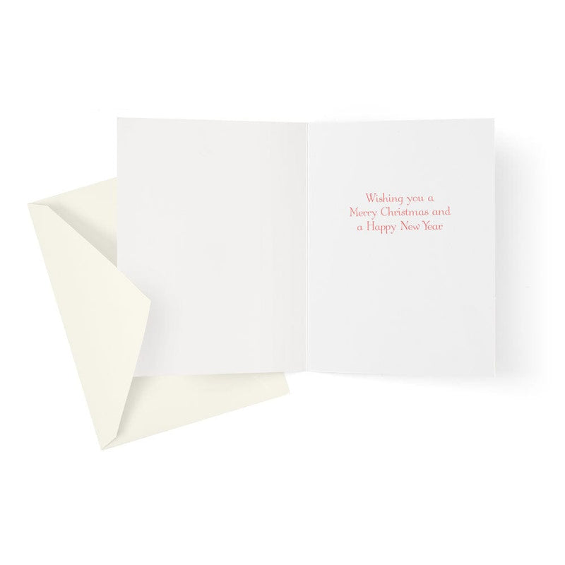 Caspari Rose And Holly Ornament Boxed Christmas Cards - 15 Cards & 15 Envelopes