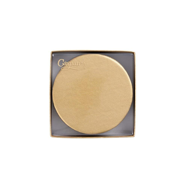 Caspari Round Luster Felt-Backed Coasters In Gold - 8 Per Box