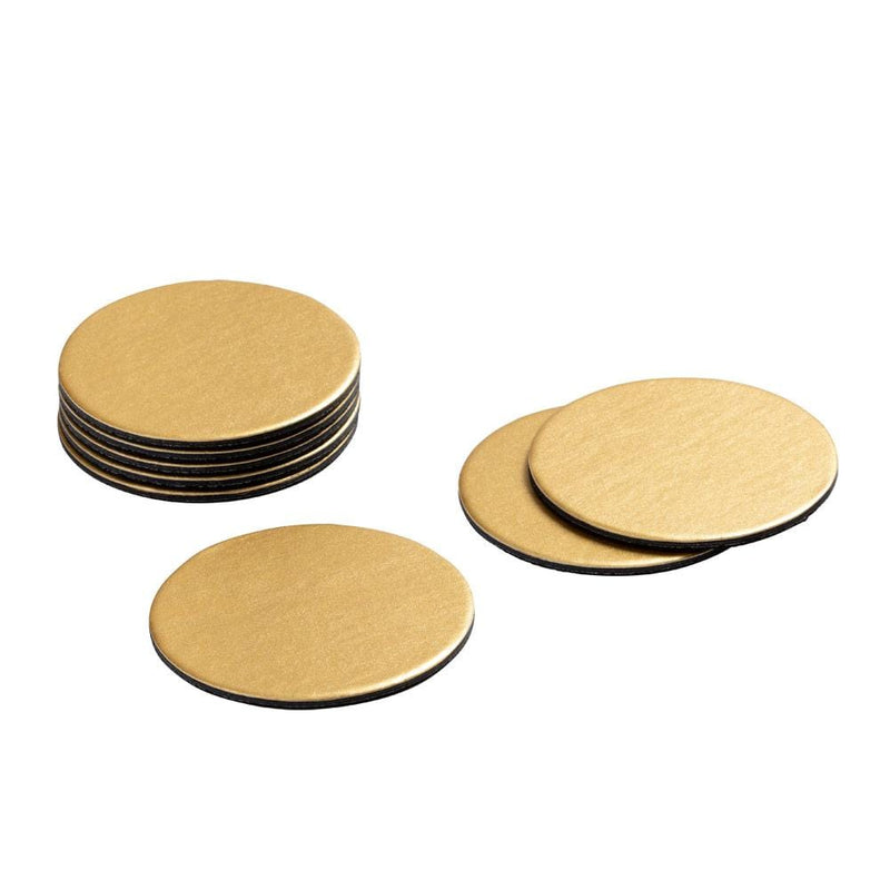 Caspari Round Luster Felt-Backed Coasters In Gold - 8 Per Box