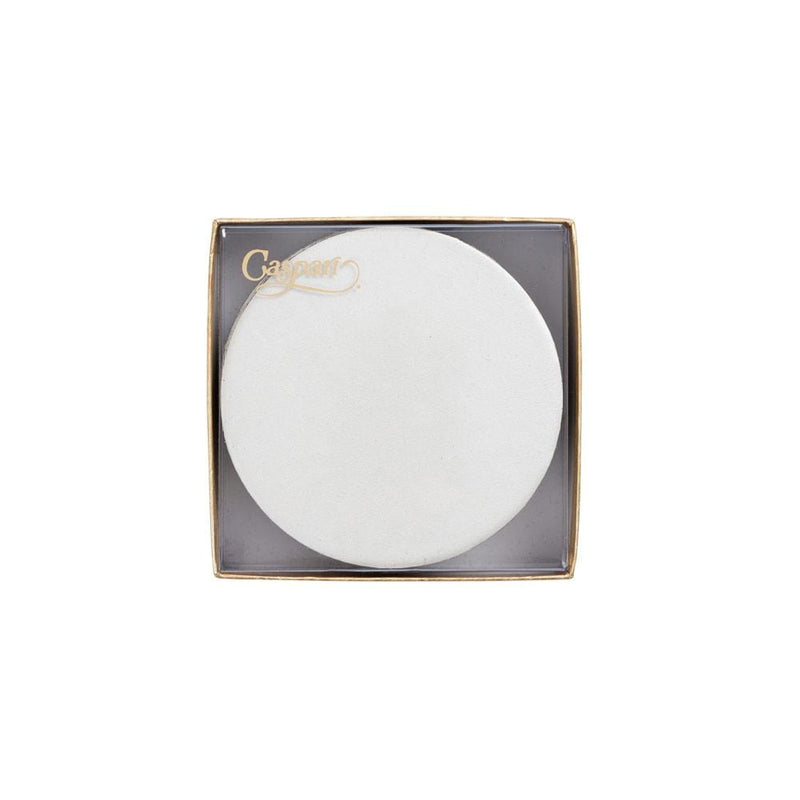 Caspari Round Luster Felt-Backed Coasters In Pearl - 8 Per Box