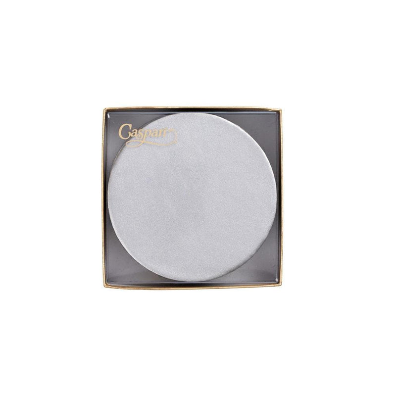 Caspari Round Luster Felt-Backed Coasters In Silver - 8 Per Box