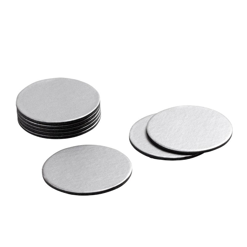 Caspari Round Luster Felt-Backed Coasters In Silver - 8 Per Box