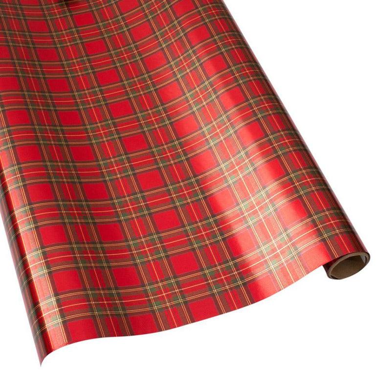 caspari Royal Plaid Foil Gift Wrapping Paper - 30" x 6' Roll