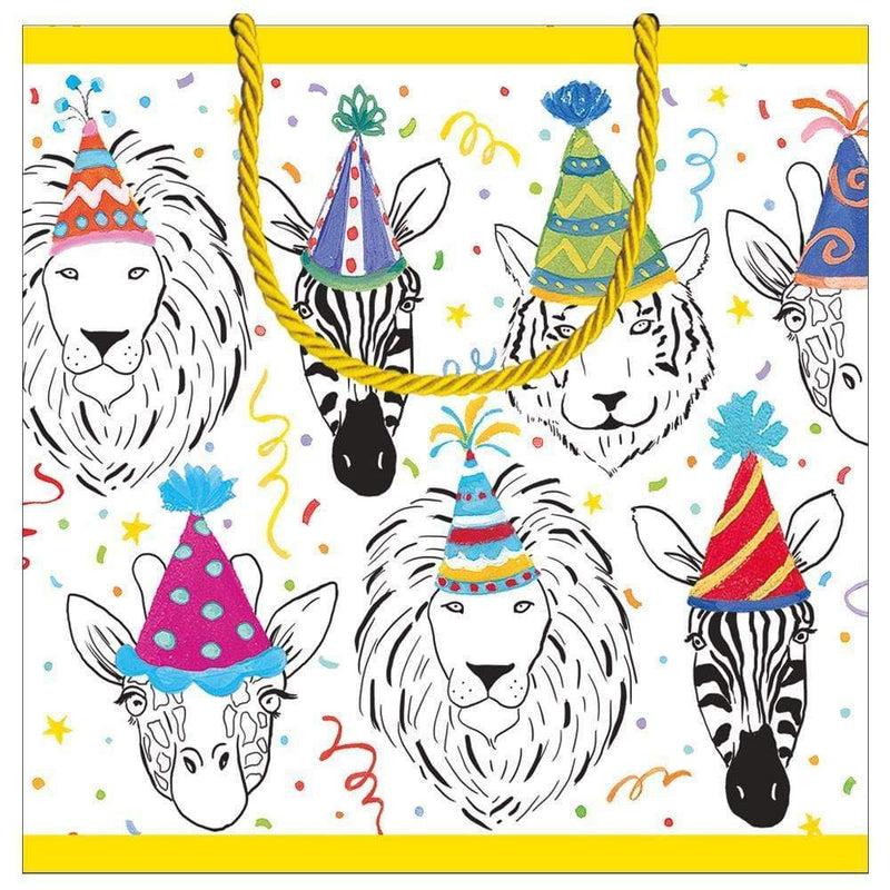 Caspari Safari Birthday Small Square Gift Bag - 1 Each
