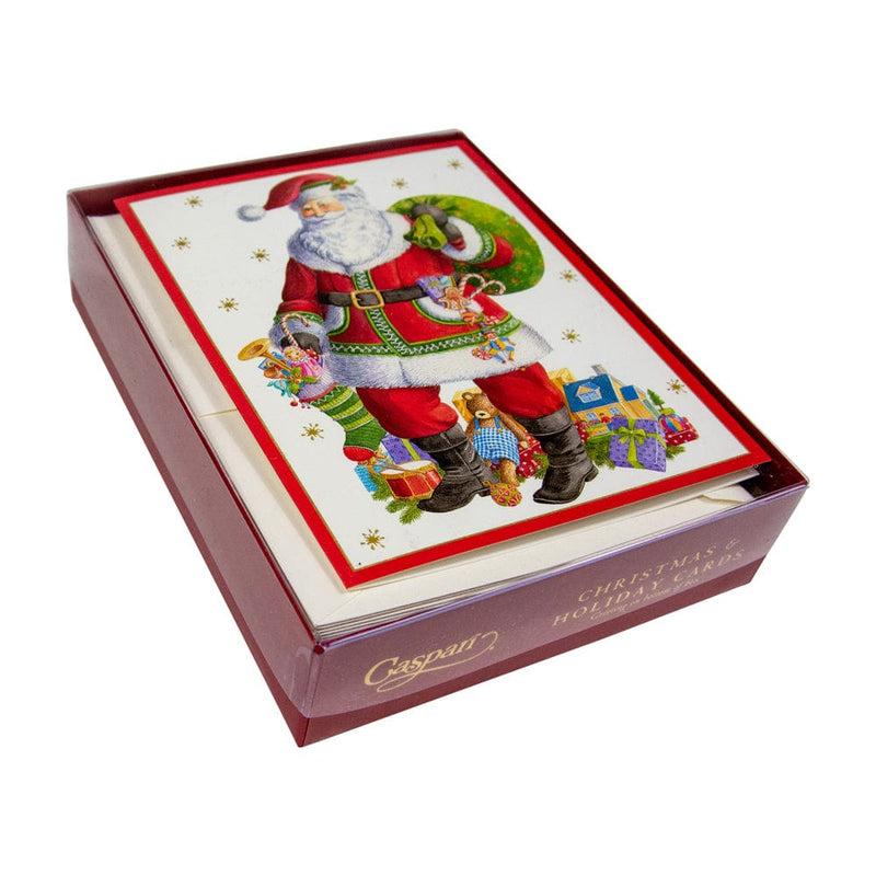 Caspari Santa Claus Lane Boxed Christmas Cards - 15 Christmas Cards & 15 Envelopes