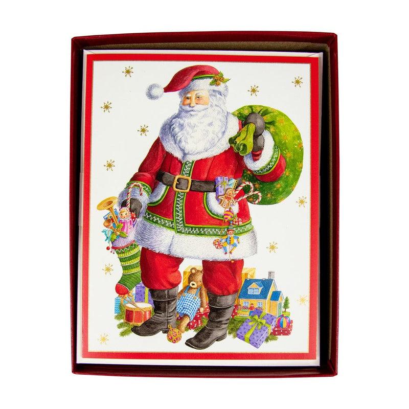 Caspari Santa Claus Lane Boxed Christmas Cards - 15 Christmas Cards & 15 Envelopes