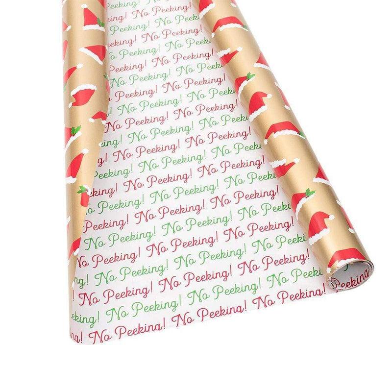 Caspari Santa Hat Toss Reversible Gift Wrapping Paper - 30" X 8' Roll