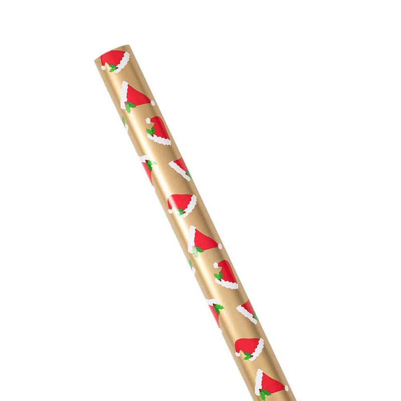Caspari Santa Hat Toss Reversible Gift Wrapping Paper - 30" X 8' Roll