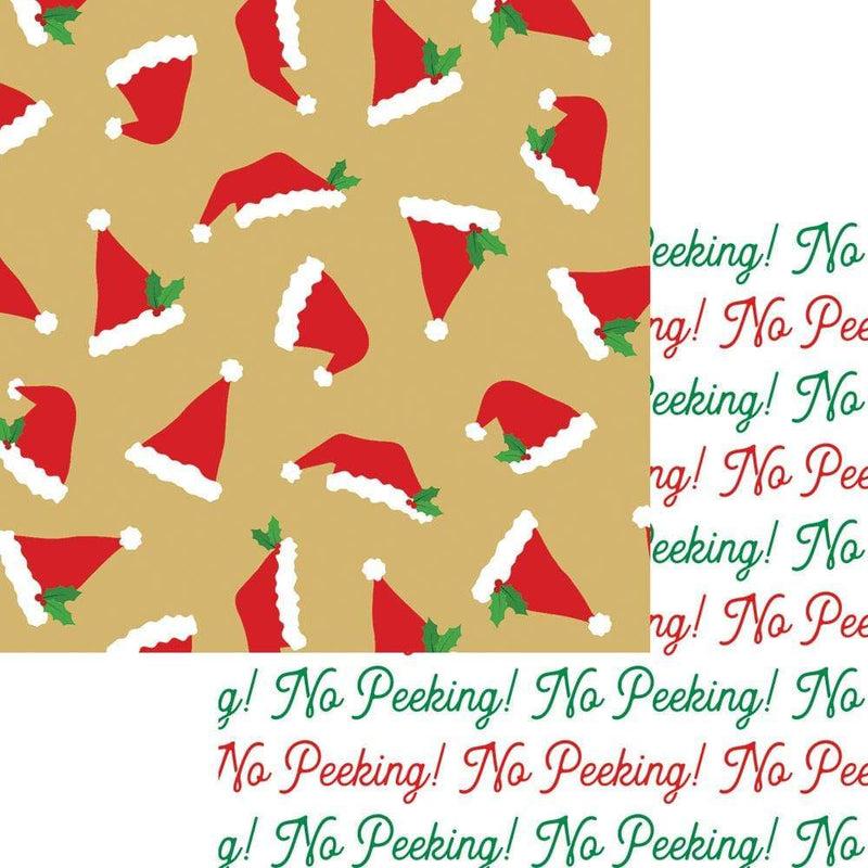 Caspari Santa Hat Toss Reversible Gift Wrapping Paper - 30" X 8' Roll