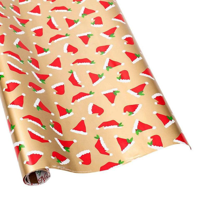 caspari Santa Hat Toss Reversible Gift Wrapping Paper - 30" x 8' Roll