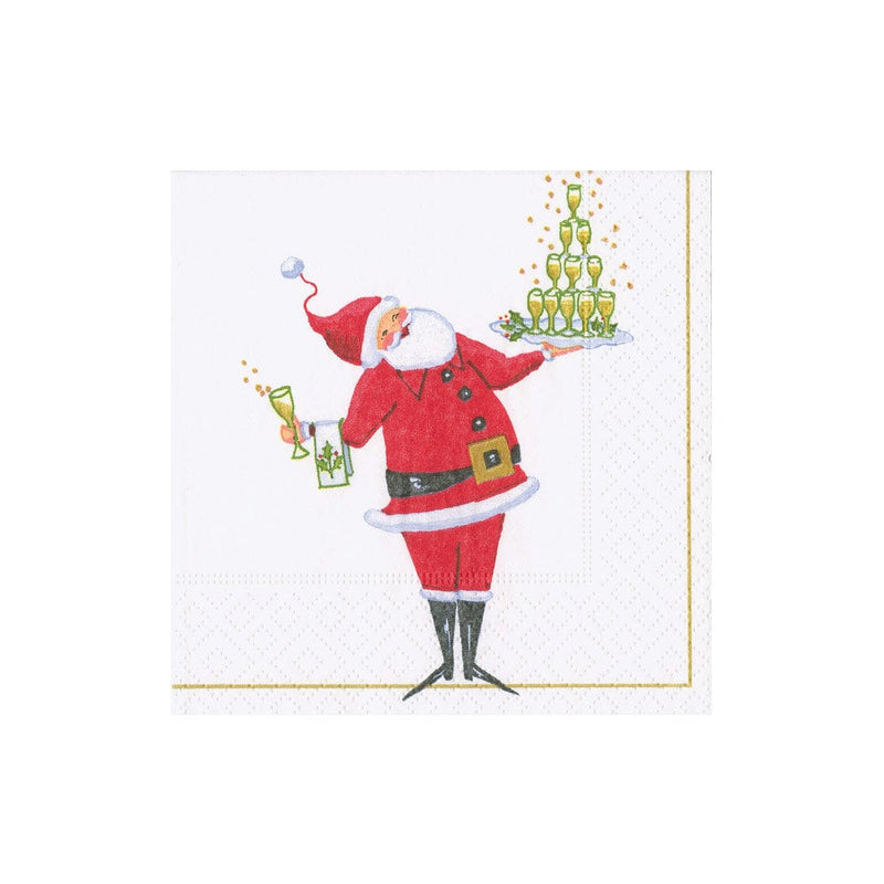 caspari Santa Serving Drinks Boxed Cocktail Napkins - 40 Per Box