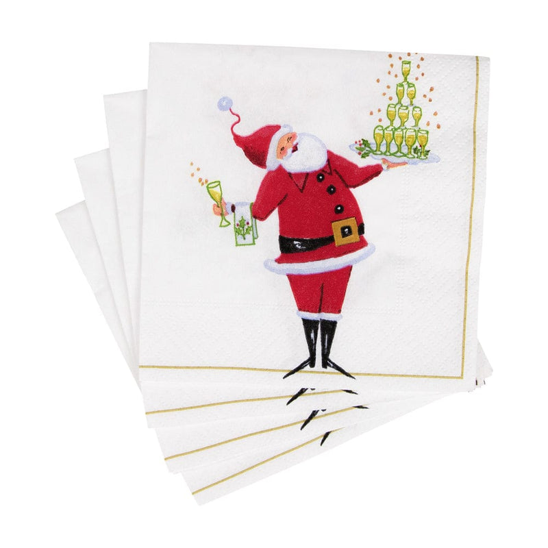 Caspari Santa Serving Drinks Cocktail Napkins - 20 Per Package