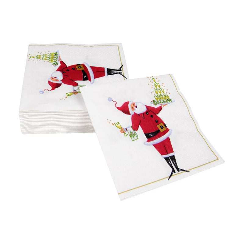 Caspari Santa Serving Drinks Cocktail Napkins - 20 Per Package
