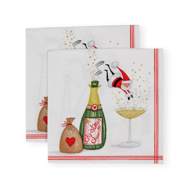 Caspari Santa Splash Cocktail Napkins - 20 Per Package
