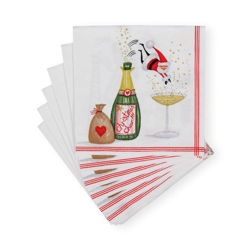 Caspari Santa Splash Cocktail Napkins - 20 Per Package