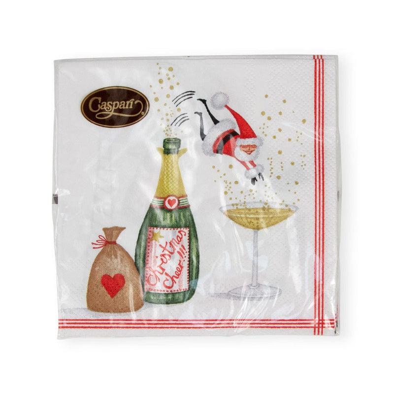 Caspari Santa Splash Cocktail Napkins - 20 Per Package