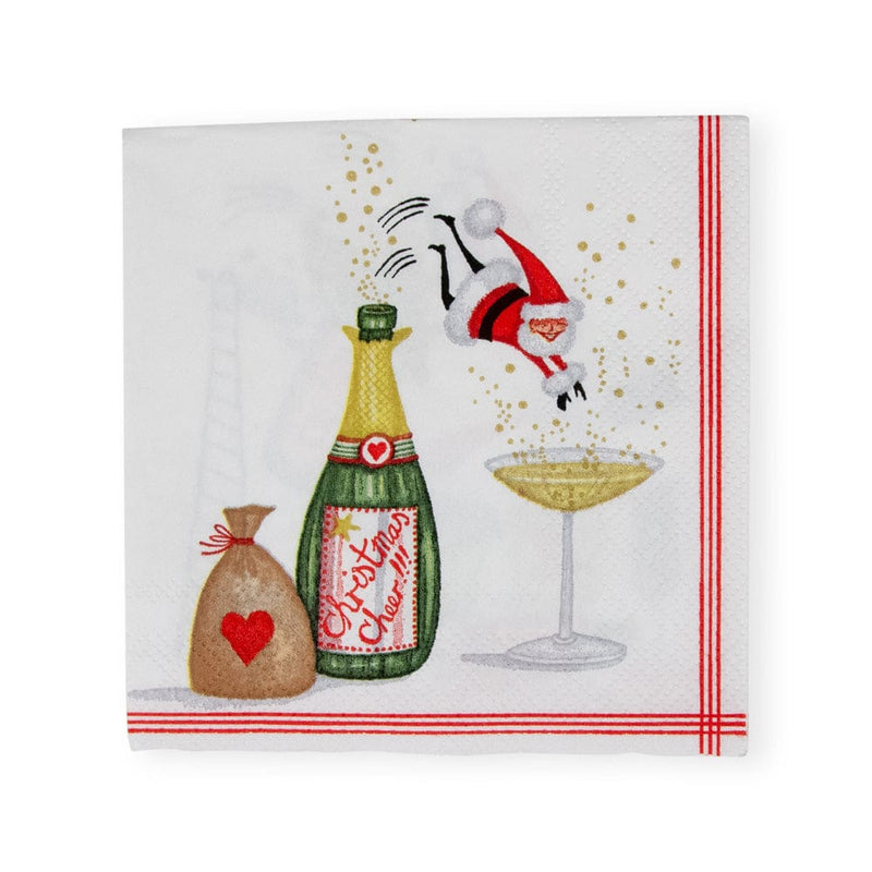 caspari Santa Splash Cocktail Napkins - 20 Per Package
