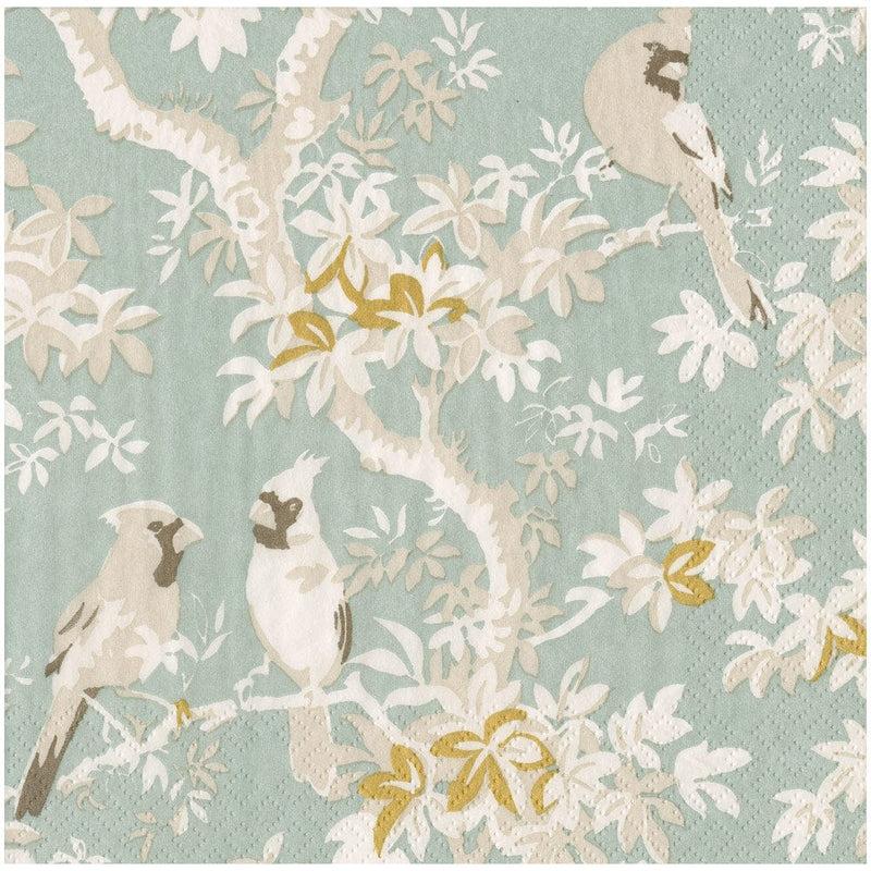 caspari Scenic Songbirds Celadon Dinner Napkins - 20 Per Package