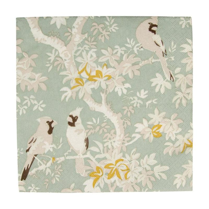 caspari Scenic Songbirds Celadon Luncheon Napkins - 20 Per Package
