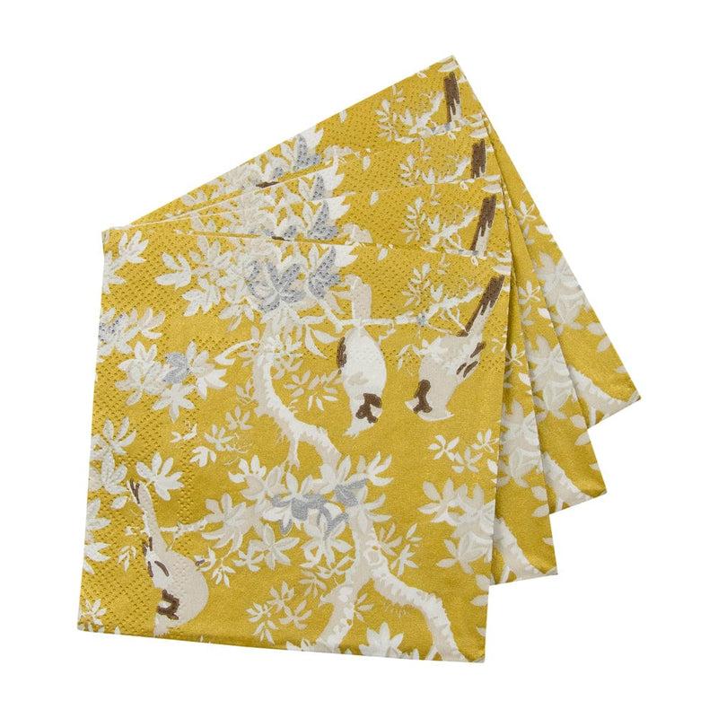 Caspari Scenic Songbirds Gold & Ivory Cocktail Napkins - 20 Per Package