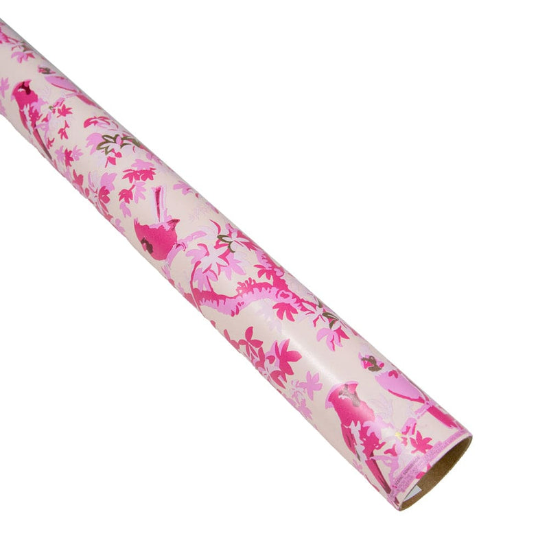 Caspari Scenic Songbirds Rose Gift Wrap - One 30" X 8' Roll