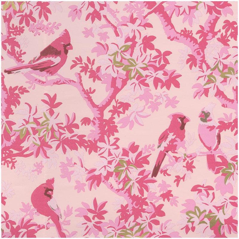 Caspari Scenic Songbirds Rose Gift Wrap - One 30" X 8' Roll