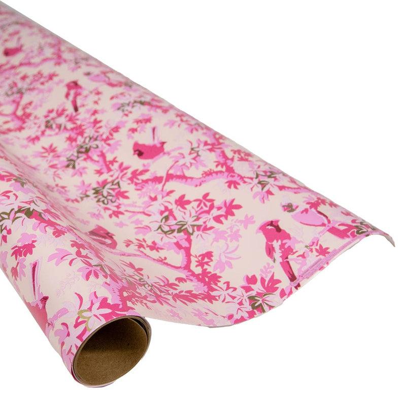 caspari Scenic Songbirds Rose Gift Wrap - One 30" X 8' Roll