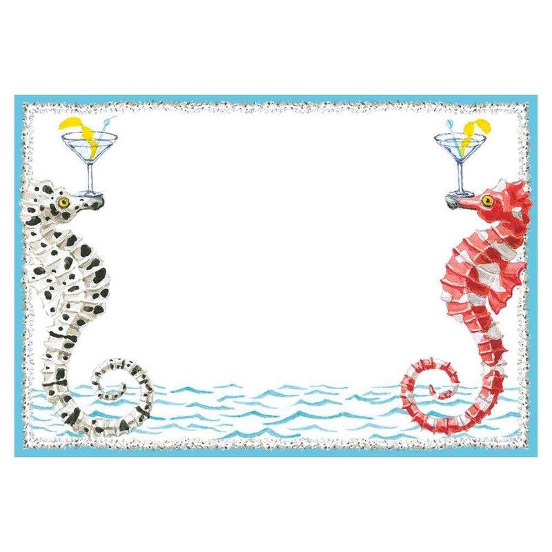 Caspari Seahorses And Shell Invitations - 8 Blank Invitations & 8 Envelopes