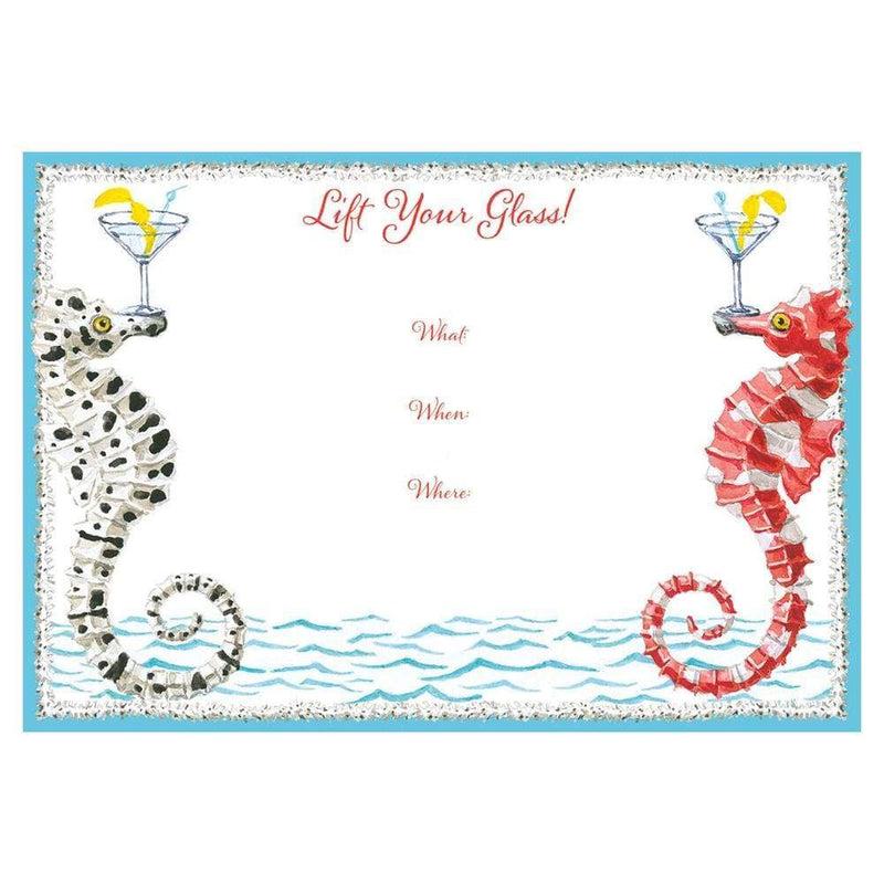Caspari Seahorses And Shell Invitations - 8 Fill-In Invitations & 8 Envelopes