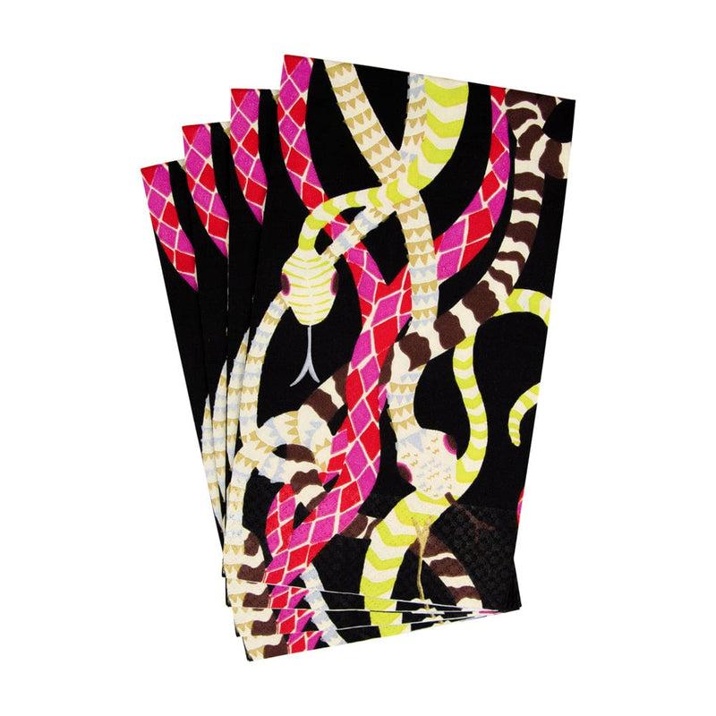 Caspari Serpentine Black Guest Towel Napkins - 15 Per Package