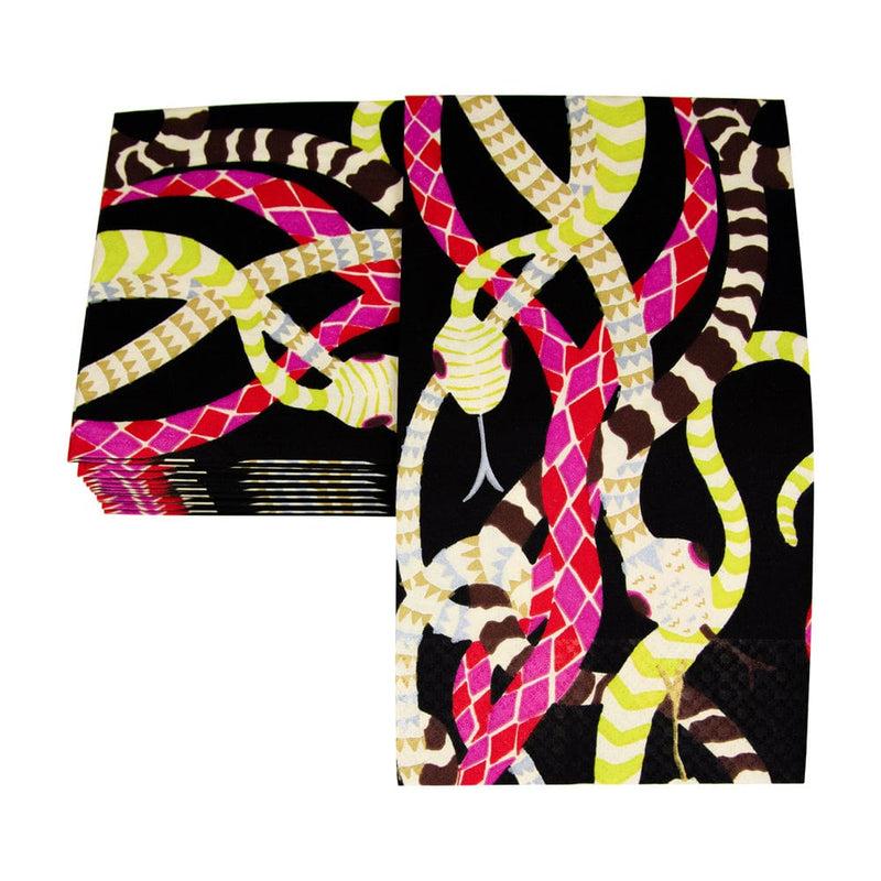 Caspari Serpentine Black Guest Towel Napkins - 15 Per Package