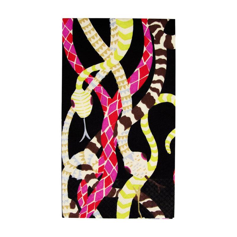 caspari Serpentine Black Guest Towel Napkins - 15 Per Package
