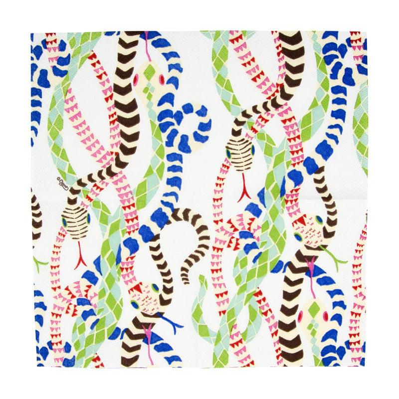 Caspari Serpentine White Cocktail Napkins - 20 Per Package