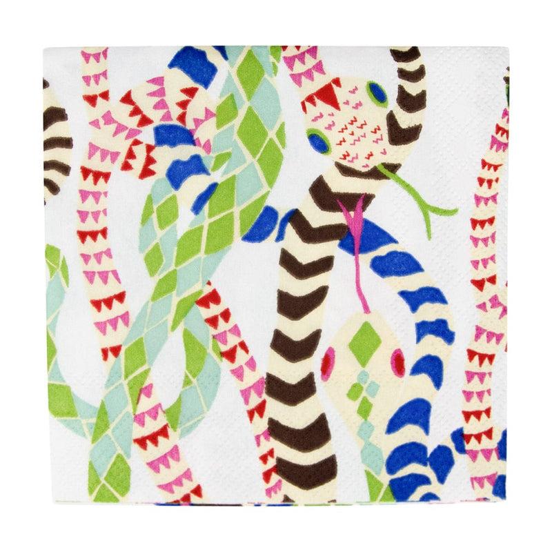 caspari Serpentine White Cocktail Napkins - 20 Per Package