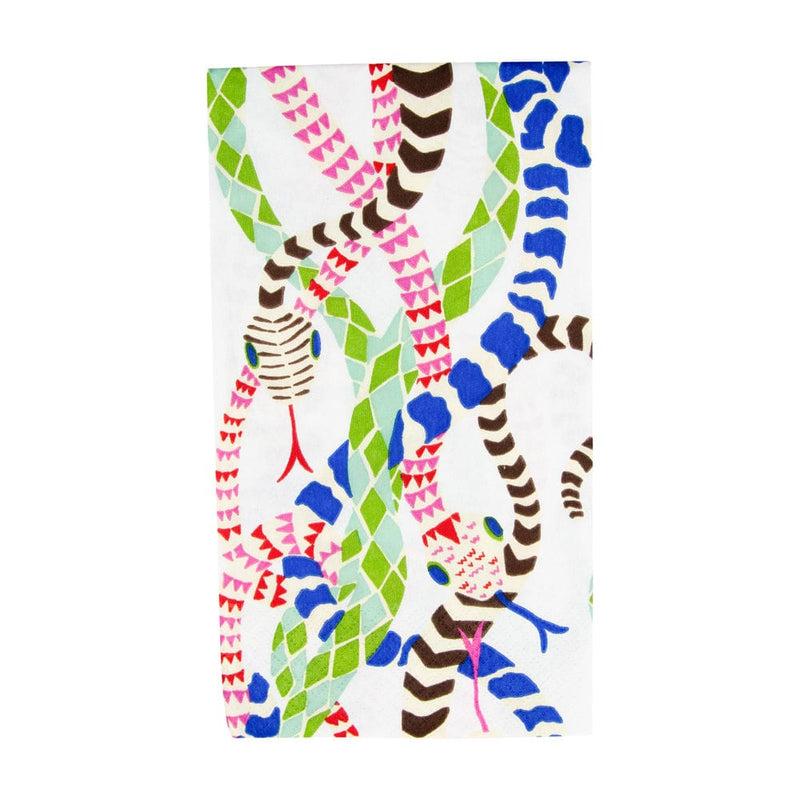 Caspari Serpentine White Guest Towel Napkins - 15 Per Package