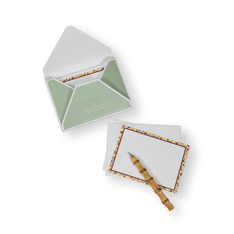 Caspari Shell Texture Border Correspondence Cards - 12 Per Package