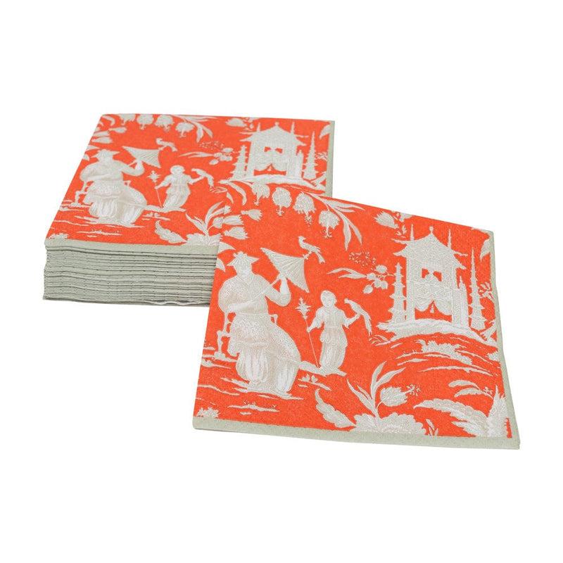 Caspari Silk Road Toile Mandarin Cocktail Napkins - 20 Per Package