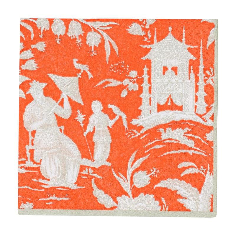 Caspari Silk Road Toile Mandarin Cocktail Napkins - 20 Per Package