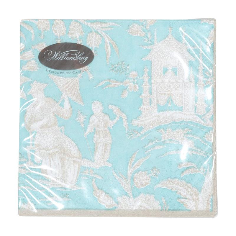 Caspari Silk Road Toile Robin's Egg Cocktail Napkins - 20 Per Package
