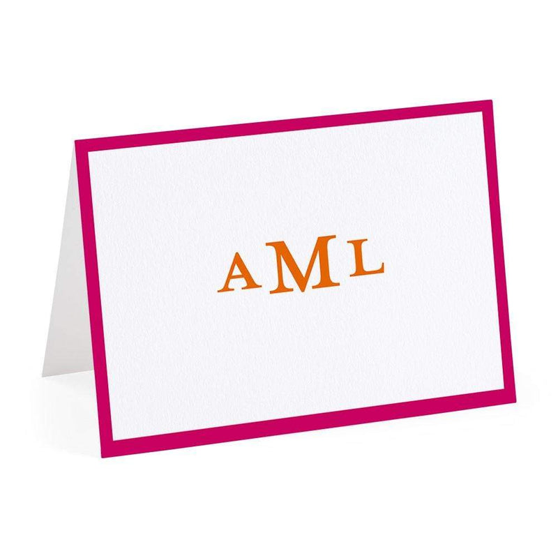 caspari Simple Border Personalized Monogram Folded Note Cards