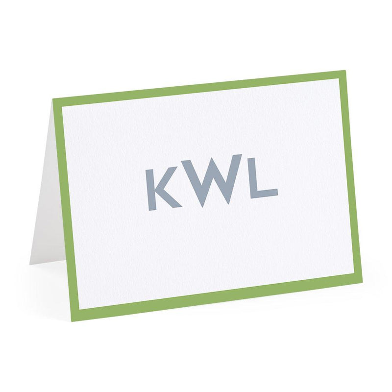 caspari Simple Border Personalized Monogram Folded Note Cards