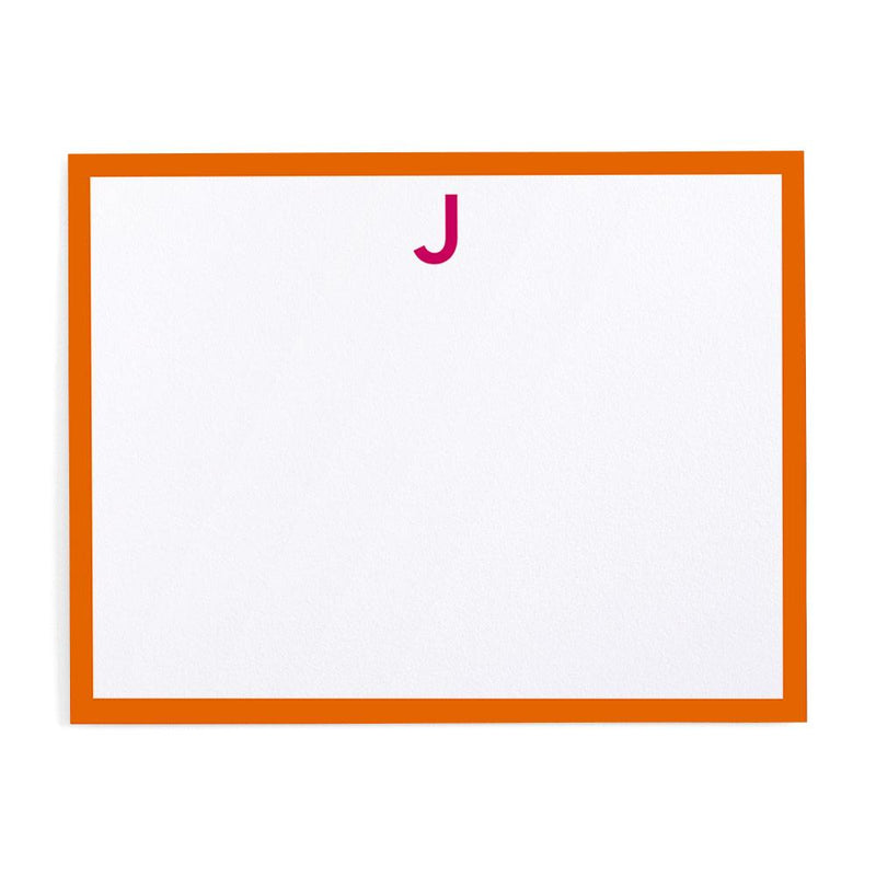 caspari Simple Border Personalized Single Initial Correspondence Cards