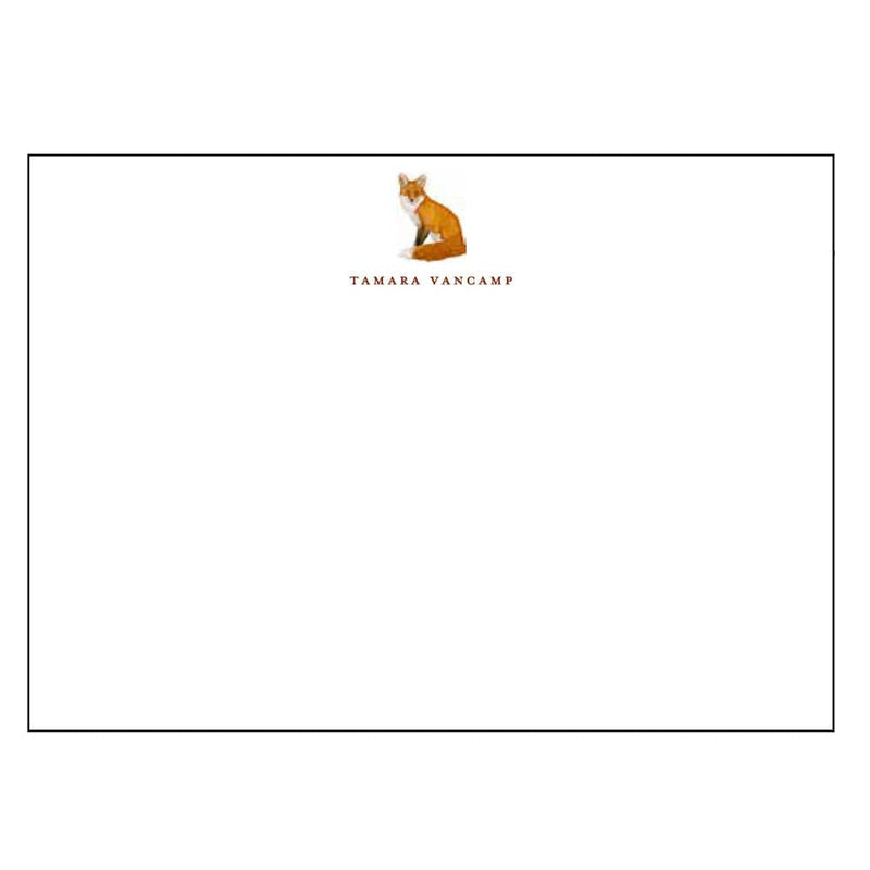 caspari Sitting Fox Personalized Correspondence Cards