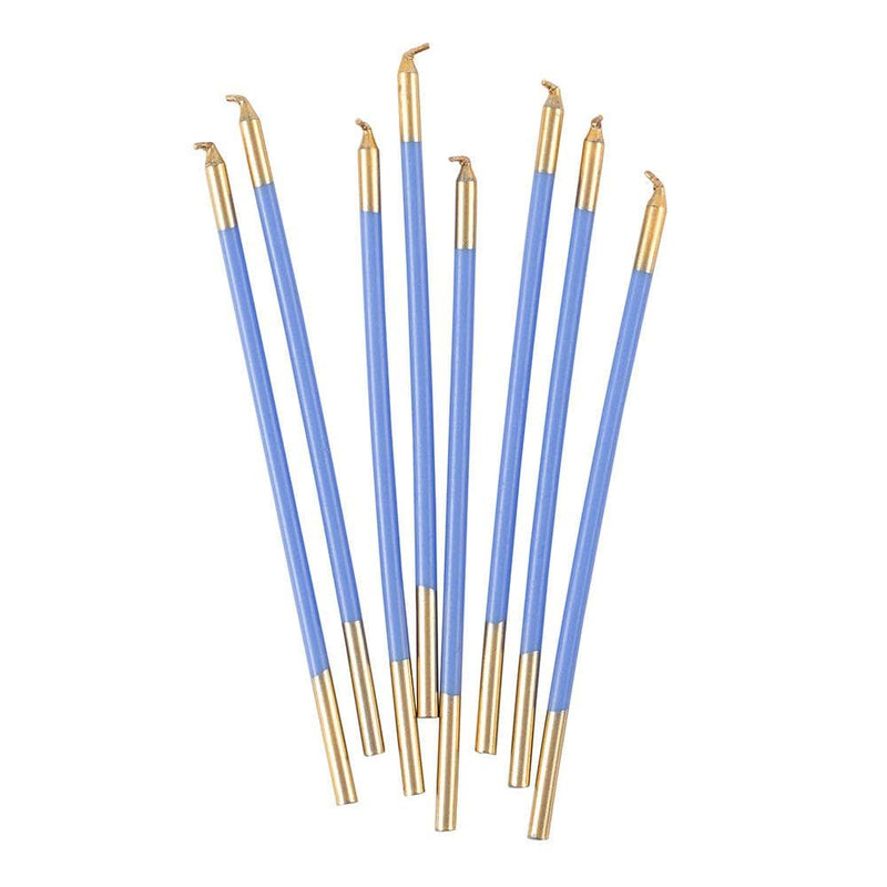 Caspari Slim Birthday Candles In French Blue & Gold - 16 Candles Per Package