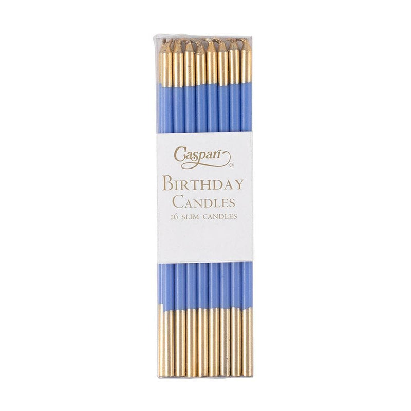 caspari Slim Birthday Candles in French Blue & Gold - 16 Candles Per Package caspari Slim Birthday Candles in French Blue & Gold - 16 Candles Per Package