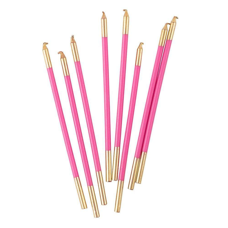 Caspari Slim Birthday Candles In Fuchsia & Gold - 16 Candles Per Package