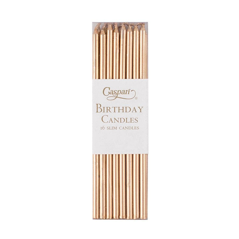 caspari Slim Birthday Candles in Gold - 16 Candles Per Package