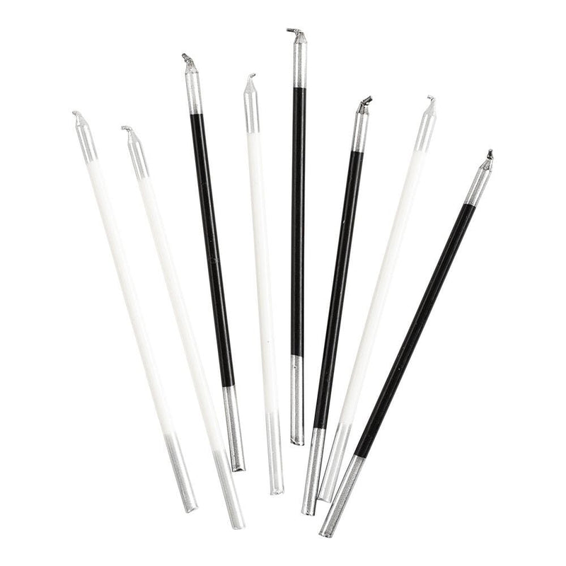 Caspari Slim Birthday Candles In Mixed Black & White - 16 Candles Per Package