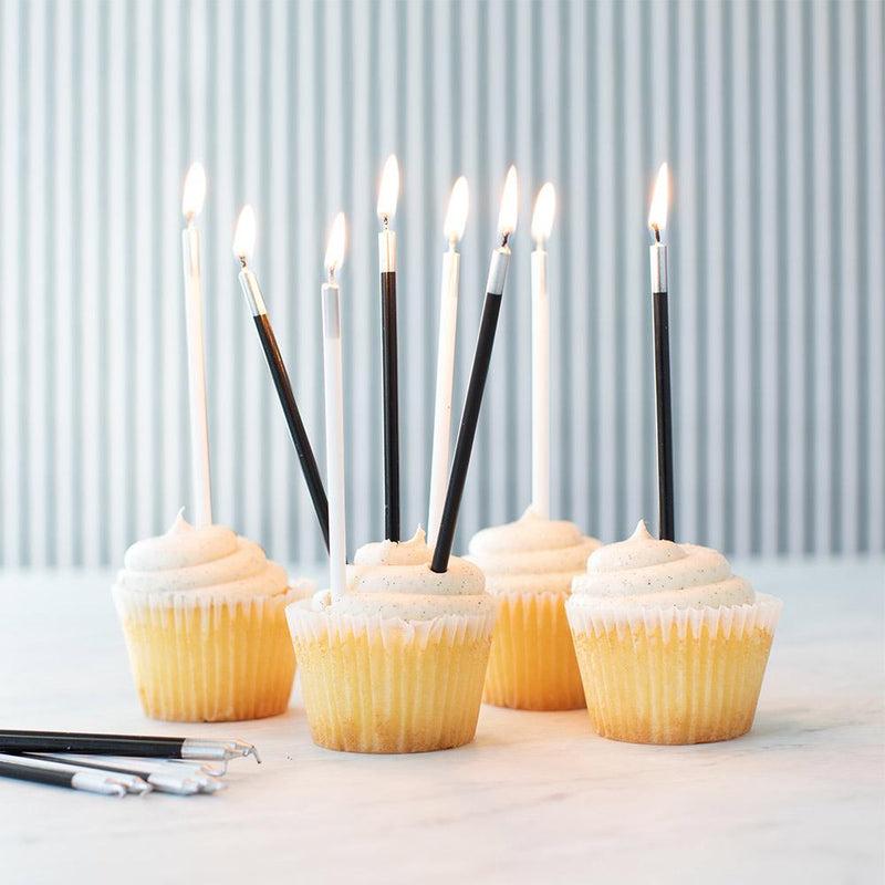 Caspari Slim Birthday Candles In Mixed Black & White - 16 Candles Per Package